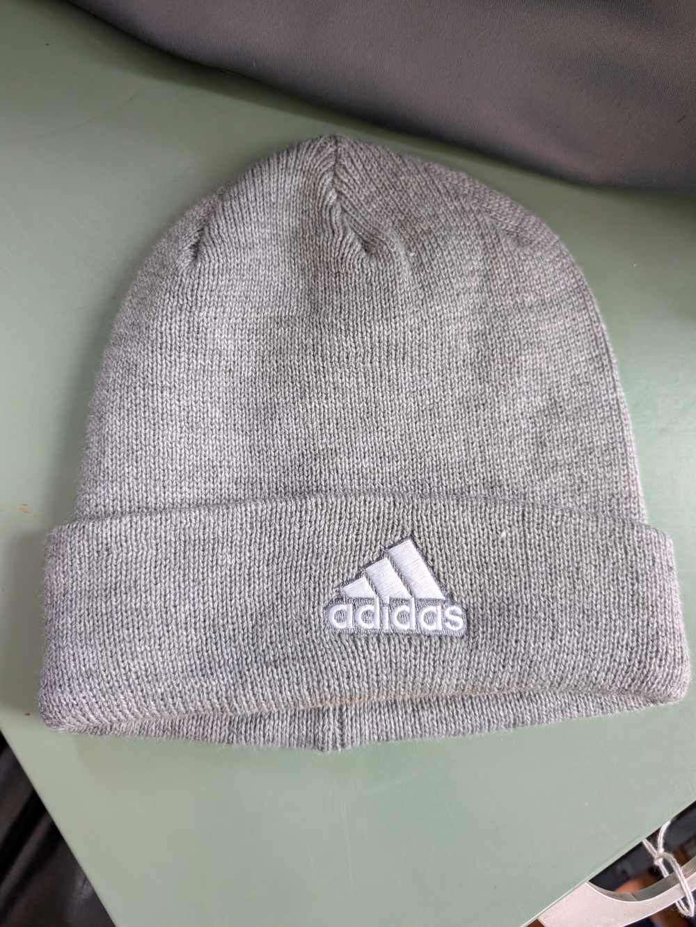 adidas Light Gray Knit Cuffed Beanie with Logo